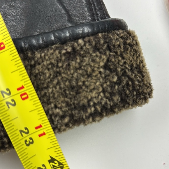 Creations Jez Black Leather Jacket with Shearling Collar & Cuffs - Picture 9 of 10